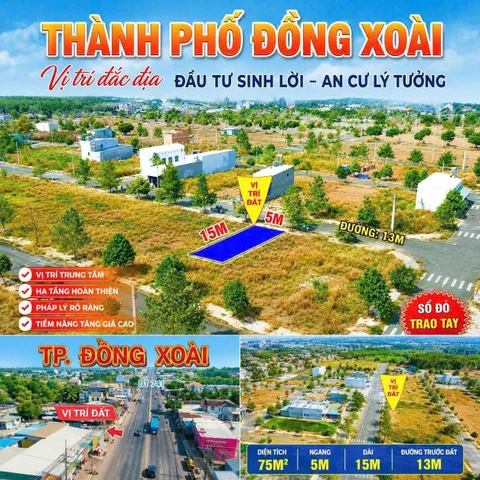 CHÍNH CHỦ BÁN ĐẤT TẠI TRUNG TÂM ĐỒNG XOÀI-PHÙ HỢP ĐỂ ĐẦU TƯ VÀ KINH DOANH