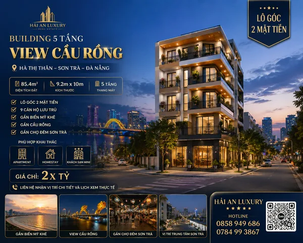 💎 BUILDING 5 TẦNG LÔ GÓC HÀ THỊ THÂN – VIEW CẦU RỒNG – DÒNG TIỀN ỔN ĐỊNH