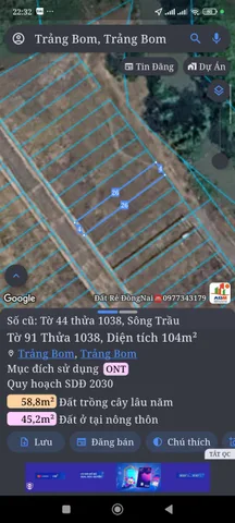 Bán đất 104m² full thổ cư ngang 4m giá 650 triệu tại Xã Trảng Bom