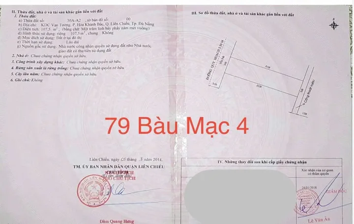 Bán Đất MT Bàu Mạc 4 Liên Chiểu 📌📌📌LÀM VIỆC TRỰC TIẾP GIÁ TỐT !!!