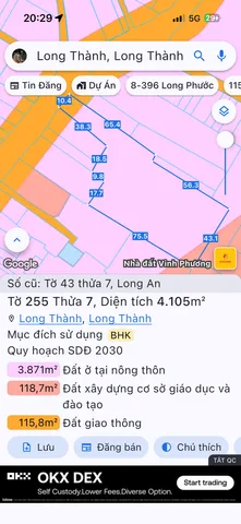 Bán đất 4100m² ngang 10m giá 28.7 tỷ tại Xã Long Thành