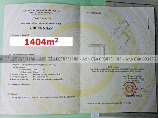 Bán đất 1604m² có sẵn 200m² thổ cư ngang 54m giá 40.1 tỷ tại Xã Hóc Môn