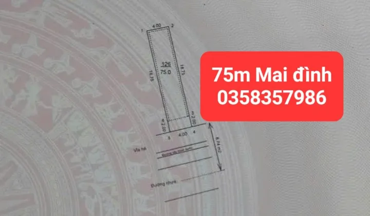 Bán Đất 75m² thổ cư 75m² giá 4.83 tỷ tại Xã Sóc Sơn Hà Nội
