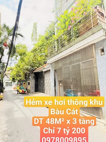 CHỦ NGỘP GIẢM GIÁ BÁN NHANH – HẺM XE HƠI THÔNG BÀU CÁT – 3 TẦNG BTCT – KHÔNG LỖI PHONG THỦY – CHỈ 7.2 TỶ