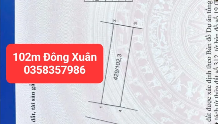 Bán Đất 102m² thổ cư 102m² giá 2.8 tỷ tại Xã Sóc Sơn Hà Nội