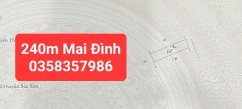 Bán Đất 240m² thổ cư 240m² giá 7.55 tỷ tại Xã Sóc Sơn Hà Nội