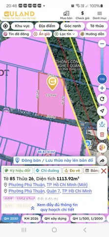 Bán Đất 1136.6m² thổ cư 1107.6m² tại Phường Phú Thuận TP. Hồ Chí Minh