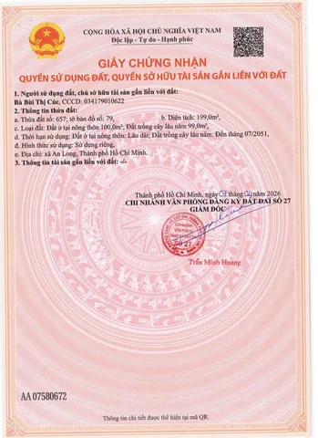 Bán Đất 200m² thổ cư 100m² giá 393.9 triệu tại Xã An Linh Huyện Phú Giáo Bình Dương