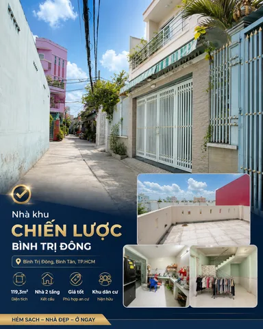 Nhà Bình Trị Đông 119m², 2 tầng, giá 6.8 tỷ tại Đường Chiến Lược Phường Bình Trị Đông TP. Hồ Chí Minh