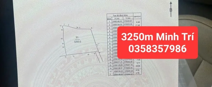 Bán Đất 3250m² thổ cư 400m² giá 29.3 tỷ tại Xã Kim Anh Hà Nội