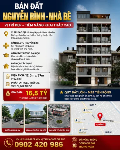 Bán Đất 430m² thổ cư 430m² giá 16.56 tỷ tại Xã Hiệp Phước TP. Hồ Chí Minh