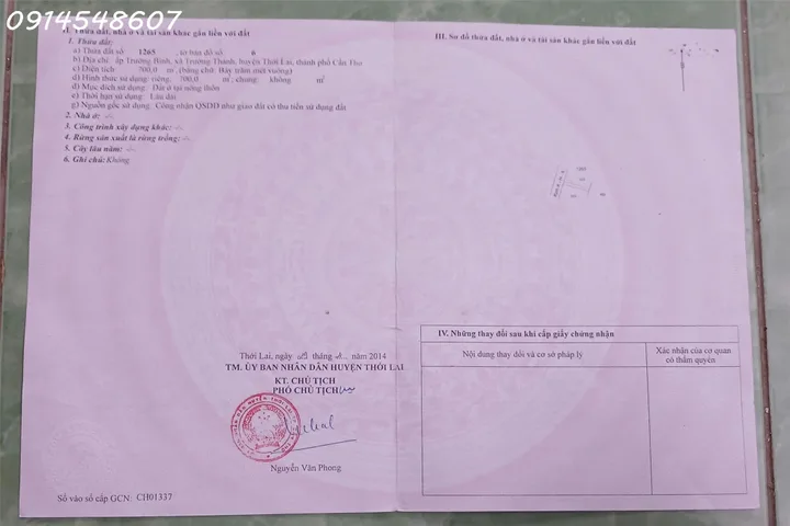 Bán đất sẵn nhà cấp 4 mặt tiền đường bê tông tại Trường Thành, Cần Thơ, DT 700m2, giá TL
