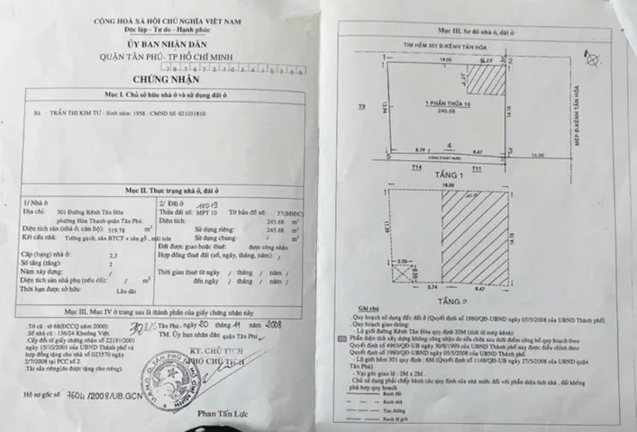 Bán Nhà Mặt Tiền 301 Kênh Tân Hóa, Phường Hòa Thạnh, Quận Tân Phú