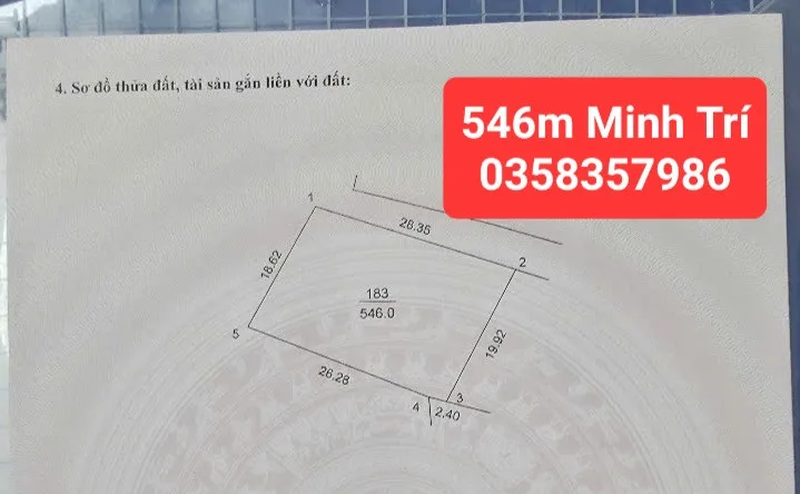 Bán Đất 546m² thổ cư 546m² giá 12.06 tỷ tại Xã Kim Anh Hà Nội