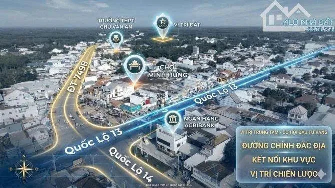 Bán Đất 225m² thổ cư 60m² giá 635 triệu tại Đường Quốc lộ 13 Xã Minh Long Thị xã Chơn Thành Bình Phước
