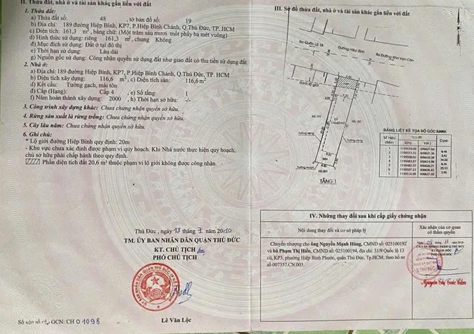 Bán Nhà Mặt Tiền 189 Hiệp Bình, P. Hiệp Bình Chánh, Thủ Đức