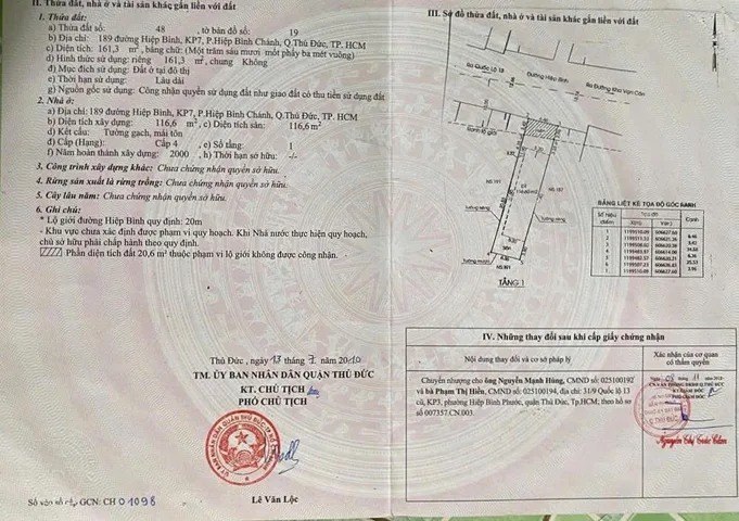 Bán Nhà Mặt Tiền 189 Hiệp Bình, P. Hiệp Bình Chánh, Thủ Đức