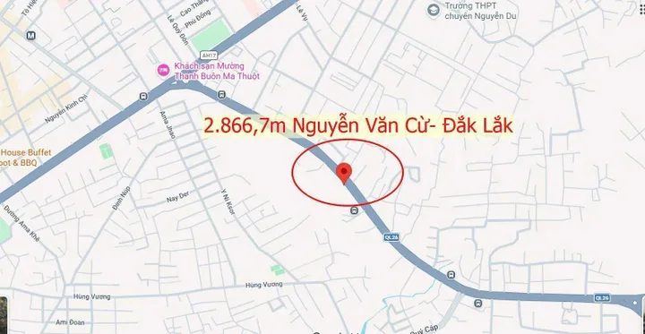Bán Đất 2867m² thổ cư 206m²  tại Đường Nguyễn Văn Cừ Phường Tân Lập Buôn Ma Thuột