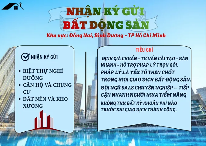 ✅✅✅ CHUYÊN NHẬN KÝ GỬI VÀ MUA BÁN NHÀ & ĐẤT TP HCM, LONG AN, BÌNH DƯƠNG , ĐỒNG NAI
📲 Liên hệ ngay 0778 592 481