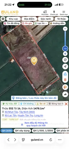 Bán Đất 14781m² giá 1 tỷ tại Đường Đt 833 Xã Lạc Tấn Huyện Tân Trụ Long An