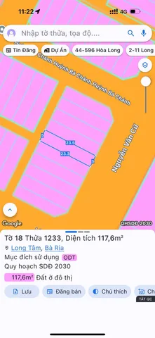 Bán Đất 117m² thổ cư 117m² giá 3.3 tỷ tại Phường Long Tâm Thành phố Bà Rịa Bà Rịa - Vũng Tàu