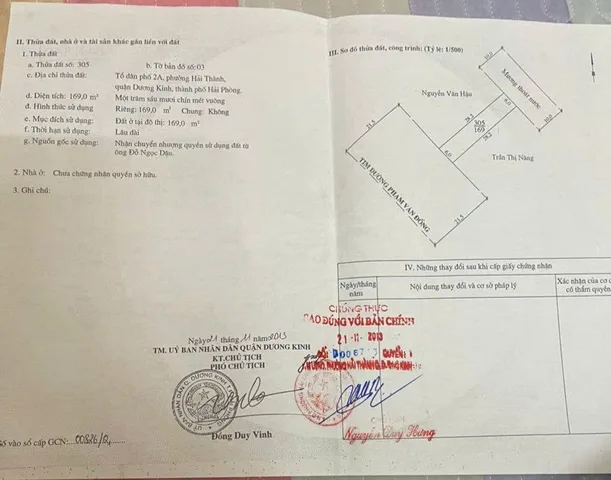 Bán Đất 169m² thổ cư 169m² giá 10.8 tỷ tại Đường Phạm Văn Đồng Phường Dương Kinh Hải Phòng