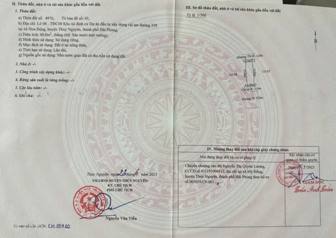 06.2026.Bán lô 08tdc08. tái định cư hoa động.60m² giá 4.25 tỷ tại Phường Thủy Nguyên Hải Phòng. liên hệ 0362558882