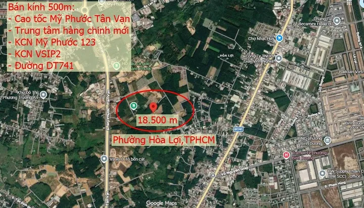 Chuyển giao gấp 18500m² tại Phường Hòa Lợi Thị xã Bến Cát Bình Dương
