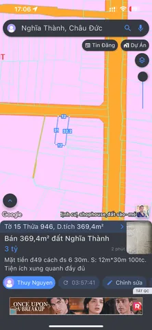 Bán Đất 369m² thổ cư 100m² giá 3 tỷ tại Xã Nghĩa Thành TP. Hồ Chí Minh