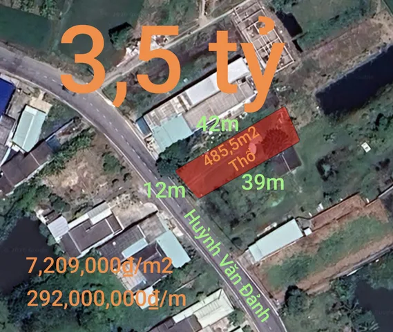 Bán Đất 485m² thổ cư 485m² giá 3.5 tỷ tại Xã Vàm Cỏ Tây Ninh