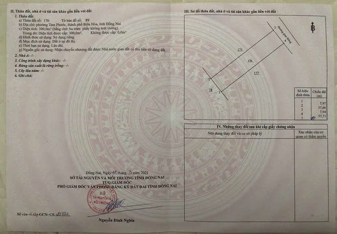 Bán Đất 300m² thổ cư 300m² giá 3 tỷ tại Phường Biên Hòa Đồng Nai