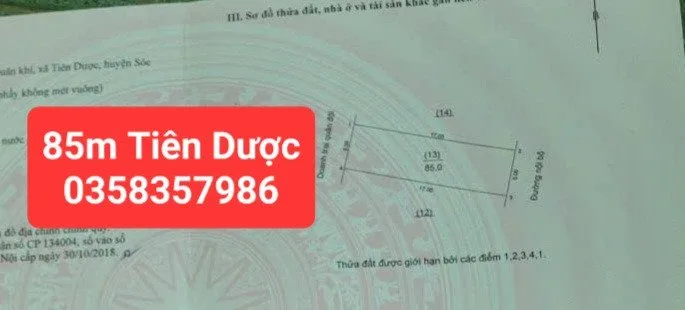 Bán Nhà riêng 85m² thổ cư 85m² giá 3.05 tỷ tại Xã Sóc Sơn Hà Nội