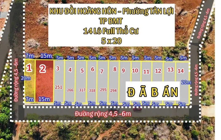 Bán Đất 100m² thổ cư 100m² giá 1.45 tỷ tại Phường Buôn Ma Thuột Đắk Lắk