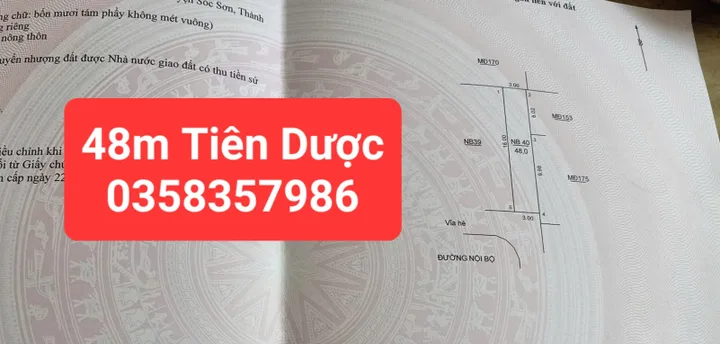 Bán Đất 48m² thổ cư 48m² giá 3.42 tỷ tại Xã Sóc Sơn Hà Nội
