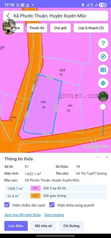 Bán Đất 1424m² thổ cư 300m² giá 7.8 tỷ tại Xã Hồ Tràm TP. Hồ Chí Minh