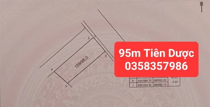 Bán đất 95m² full thổ cư ngang 5.75m giá 4 tỷ tại Xã Sóc Sơn