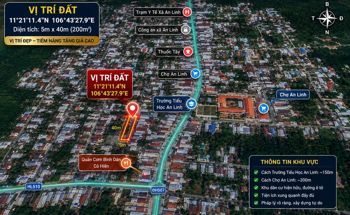 Bán Đất 200m² thổ cư 100m² giá 393.9 triệu tại Xã An Linh Huyện Phú Giáo Bình Dương