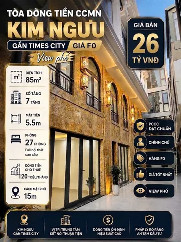 Bán TÒA NHÀ CHDV ĐƯỜNG MAI ĐỘNG. 85M2 - 7 TẦNG. THANG MÁY. 27 PHÒNG KHÉP KÍN.