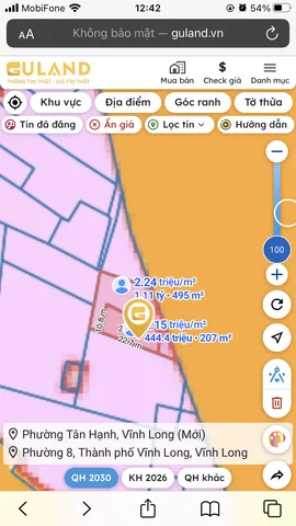 Bán Đất 495m² thổ cư 1m² giá 1.11 tỷ tại Phường Tân Hạnh Vĩnh Long