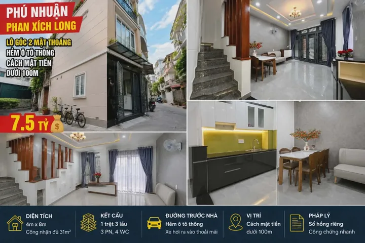 Bán Nhà riêng 31m² thổ cư 31m² giá 7.5 tỷ tại Đường Phan Xích Long Phường Đức Nhuận TP. Hồ Chí Minh