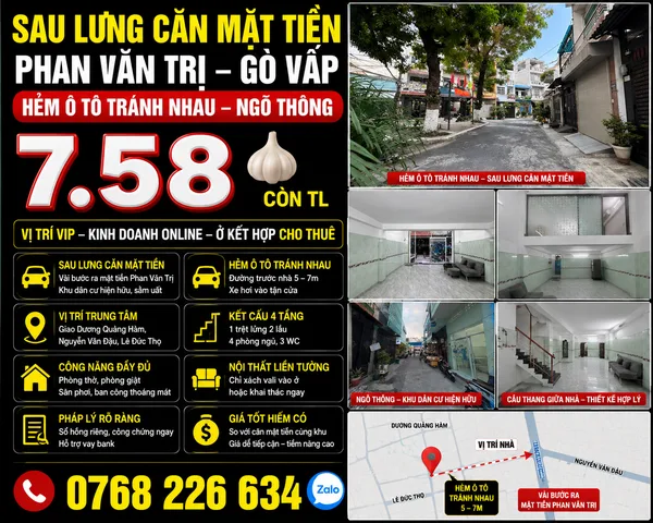 Bán Nhà riêng 32.8m² thổ cư 32.8m² giá 7.58 tỷ tại Đường Phan Văn Trị Phường 10 Quận Gò Vấp TP. Hồ Chí Minh