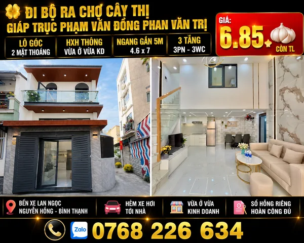 Bán Nhà riêng 33m² thổ cư 33m² giá 6.85 tỷ tại Đường Phan Văn Trị Phường Bình Lợi Trung TP. Hồ Chí Minh