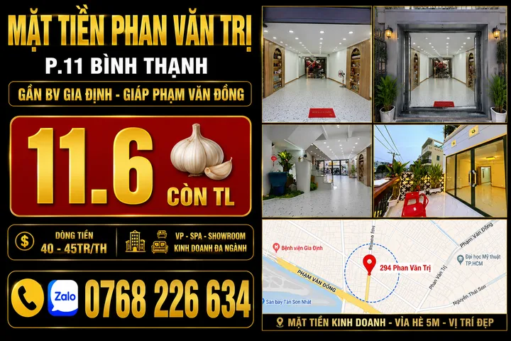 Bán Nhà riêng 63m² thổ cư 63m² giá 11.6 tỷ tại Đường Phan Văn Trị Phường Gia Định TP. Hồ Chí Minh