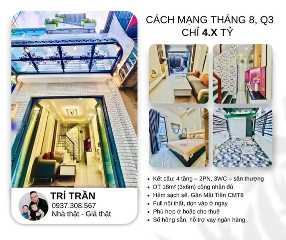 💰 CHỈ 4.X TỶ – 4 TẦNG MỚI ĐẸP – FULL NỘI THẤT CAO CẤP – QUẬN 3