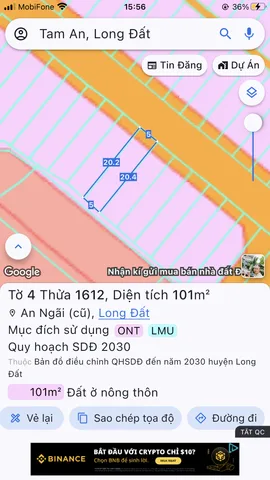 Bán Đất 101m² thổ cư 100m² giá 1.18 tỷ tại Xã An Ngãi Huyện Long Điền Bà Rịa - Vũng Tàu