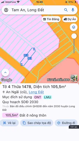 Bán Đất 105m² thổ cư 100m² giá 1.1 tỷ tại Xã An Ngãi Huyện Long Điền Bà Rịa - Vũng Tàu
