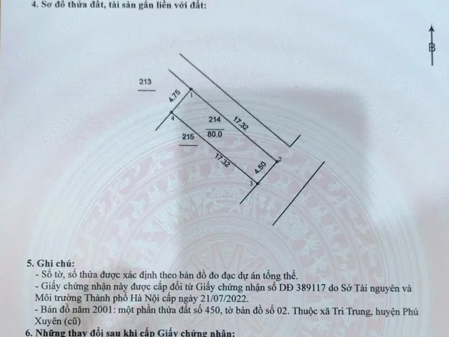 Bán Đất 80m² thổ cư 80m² giá 3.8 tỷ tại Xã Tri Trung Huyện Phú Xuyên Hà Nội