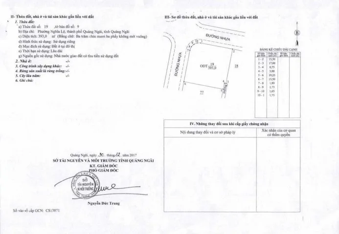 Bán Đất 393m² thổ cư 393m² giá 7.2 tỷ tại Phường Nghĩa Lộ Thành phố Quảng Ngãi Quảng Ngãi