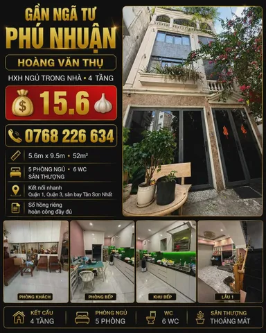 Bán Nhà riêng 52m² thổ cư 52m² giá 15.6 tỷ tại Đường Hoàng Văn Thụ Phường Cầu Kiệu TP. Hồ Chí Minh