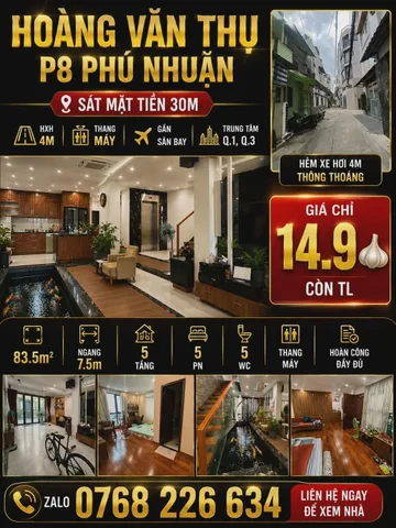 Bán Nhà riêng 84m² thổ cư 84m² giá 14.9 tỷ tại Đường Hoàng Văn Thụ Phường Cầu Kiệu TP. Hồ Chí Minh